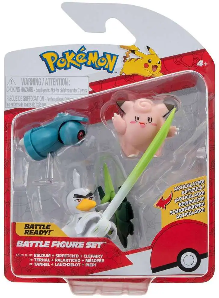 Pokemon Battle Figure Beldum, Sirfetch'd & Clefairy 3-Inch Mini Figure 3-Pack