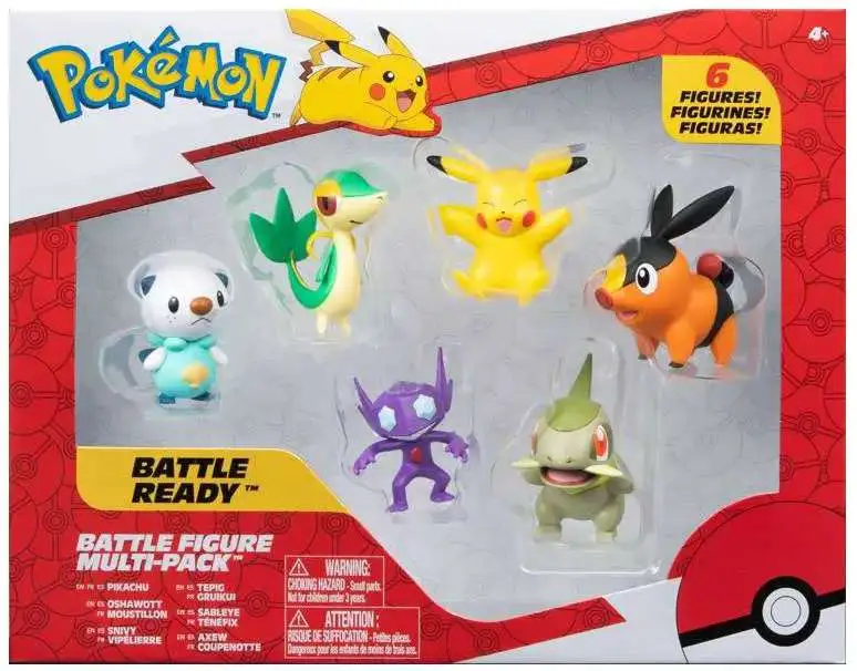 Pokemon Battle Figure Pikachu, Oshawott, Snivy, Tepic, Sableye & Axew 2-Inch Figure 6-Pack