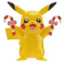 Pokemon Pikachu with Candycanes 2-Inch Mini PVC Figure [Pearlized Color Version Loose]