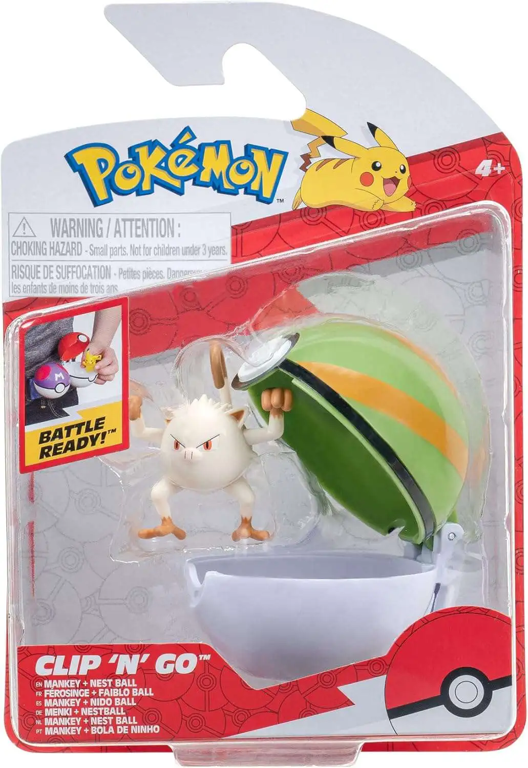Pokemon Clip 'N' Go Mankey + Nest Ball Figure Set