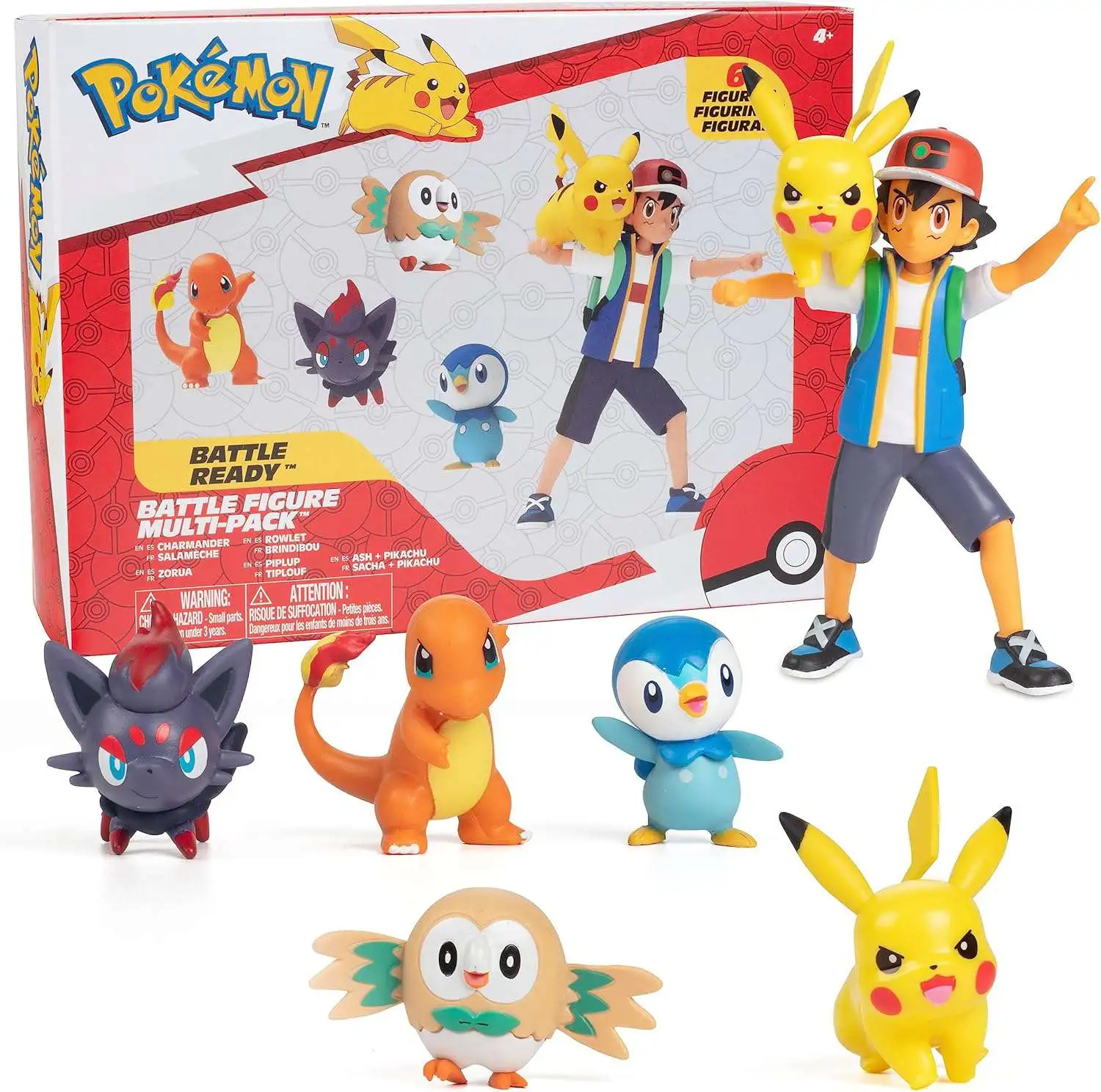 Pokémon Battle Figure Toy Set - 6 Piece Playset - Includes 2 Pichu, Yamper, Turtwig, Piplup, Chimchar & Deino - Generation 4 Diamond & Pearl Starters - Gift for Kids, Boys