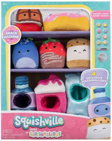 Squishmallows Squishville! Snack Machine 2-Inch Mini Plush Set