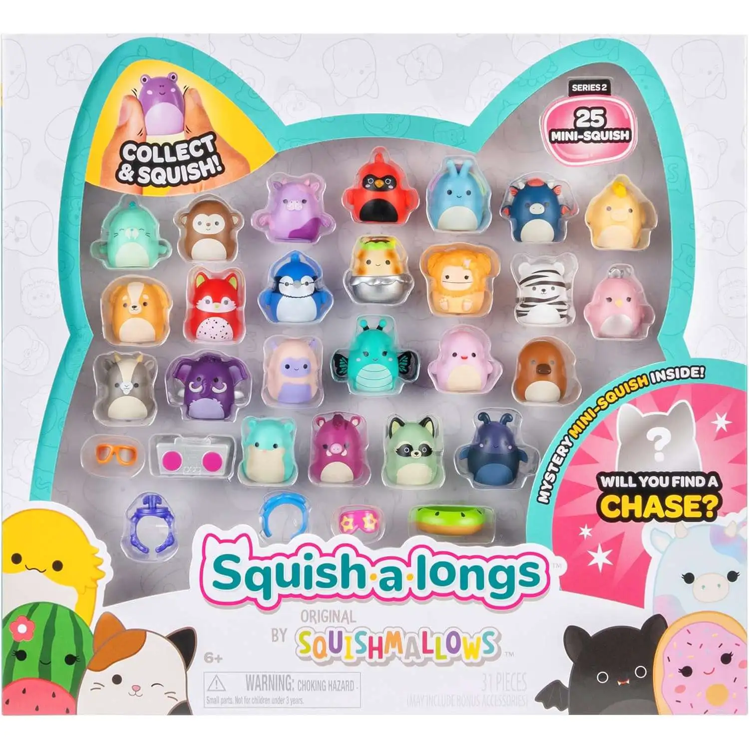 Squishmallows Squish-a-Longs Series 2 1-Inch Mini Figure 25-Pack