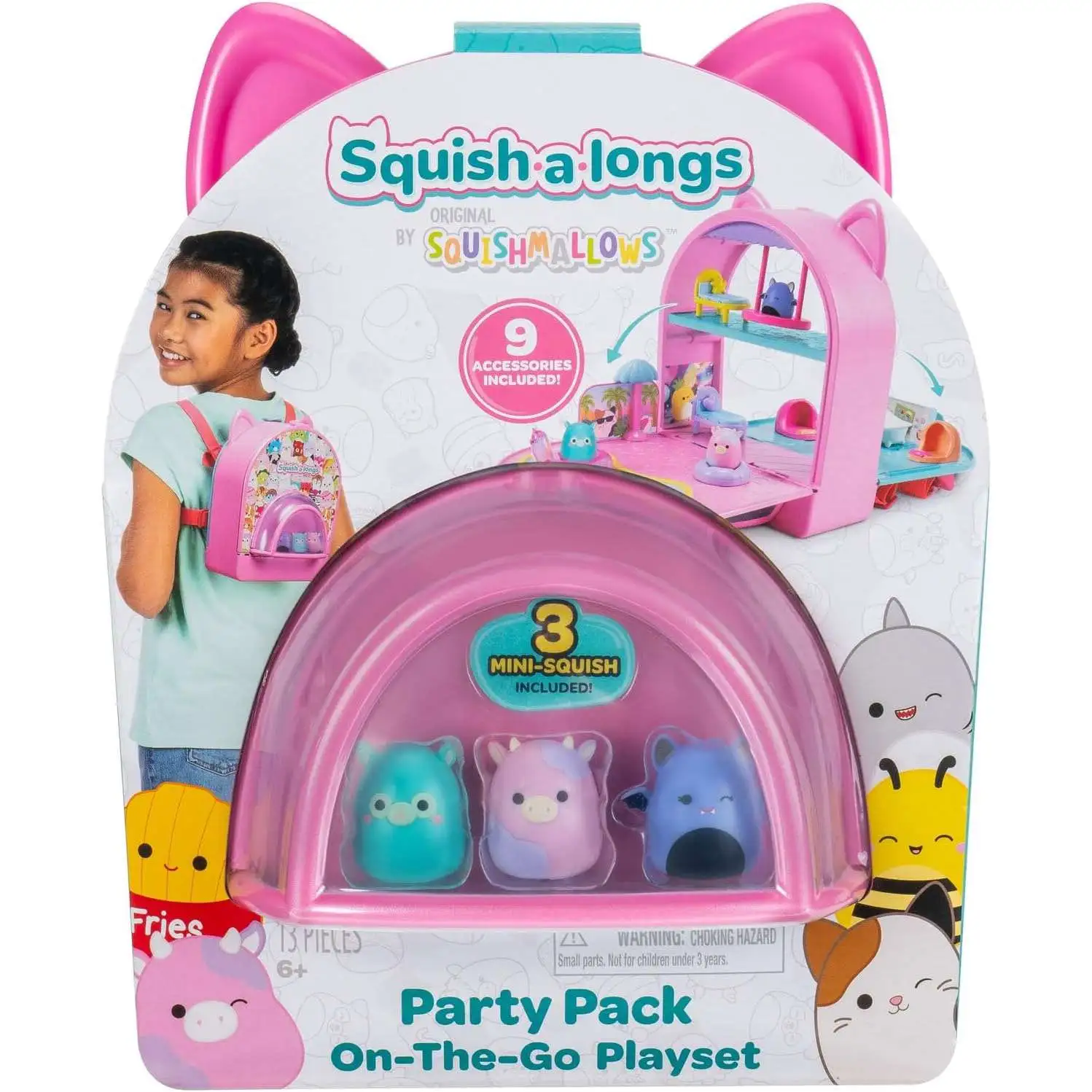 Squishmallows Squish-a-Longs Party Pack On-The-Go 1-Inch Playset [3 Mini Squish Figures!]