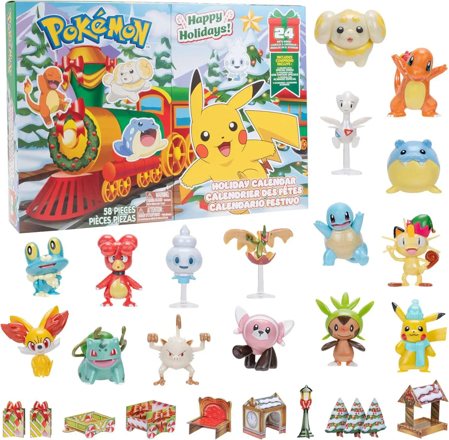 Pokemon 2024 Holiday Advent Calendar 58 Pieces Jazwares ToyWiz