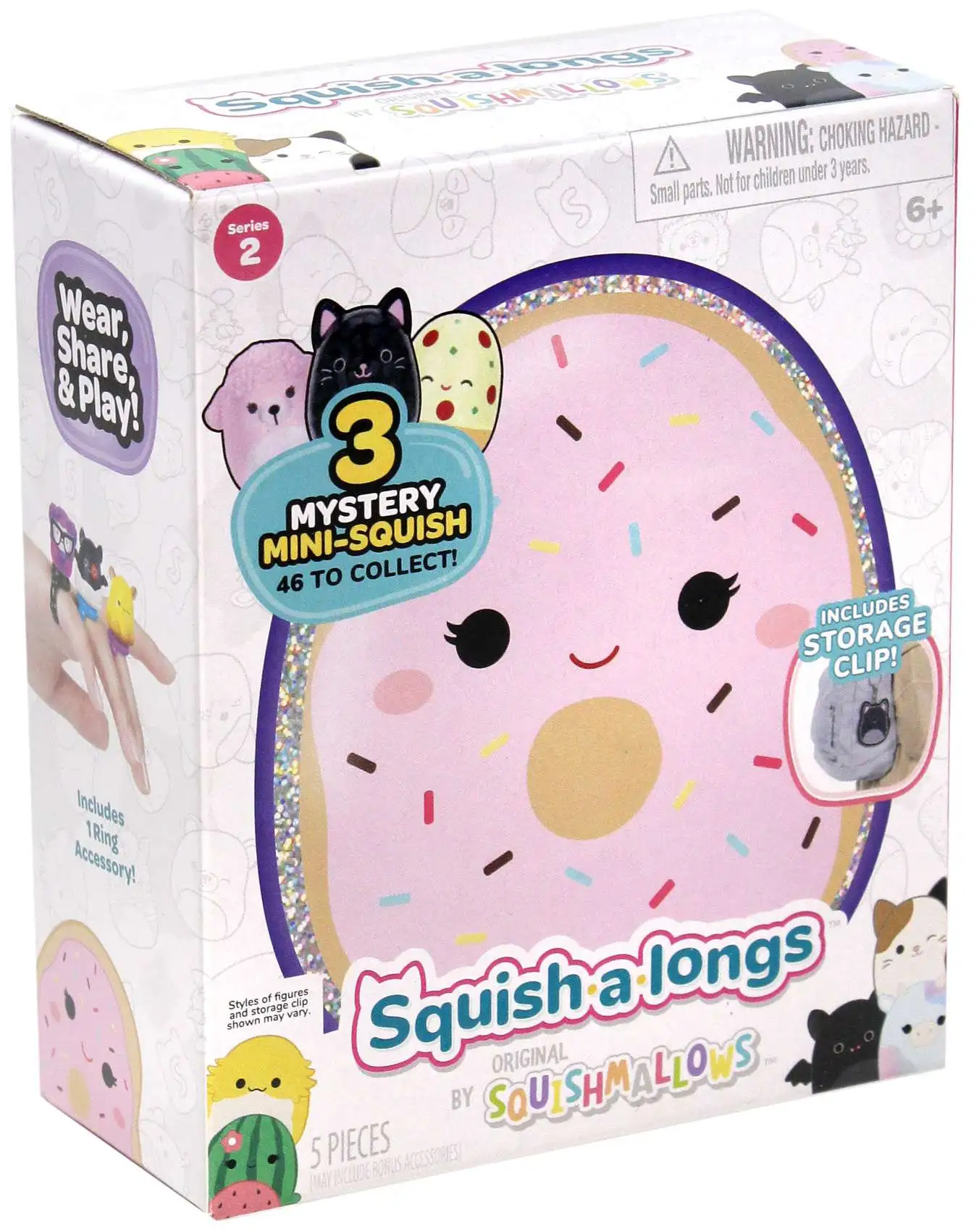 Squishmallows Squish-a-Longs Series 2 Clip N' Go 1-Inch Mini Figure Mystery 3-Pack