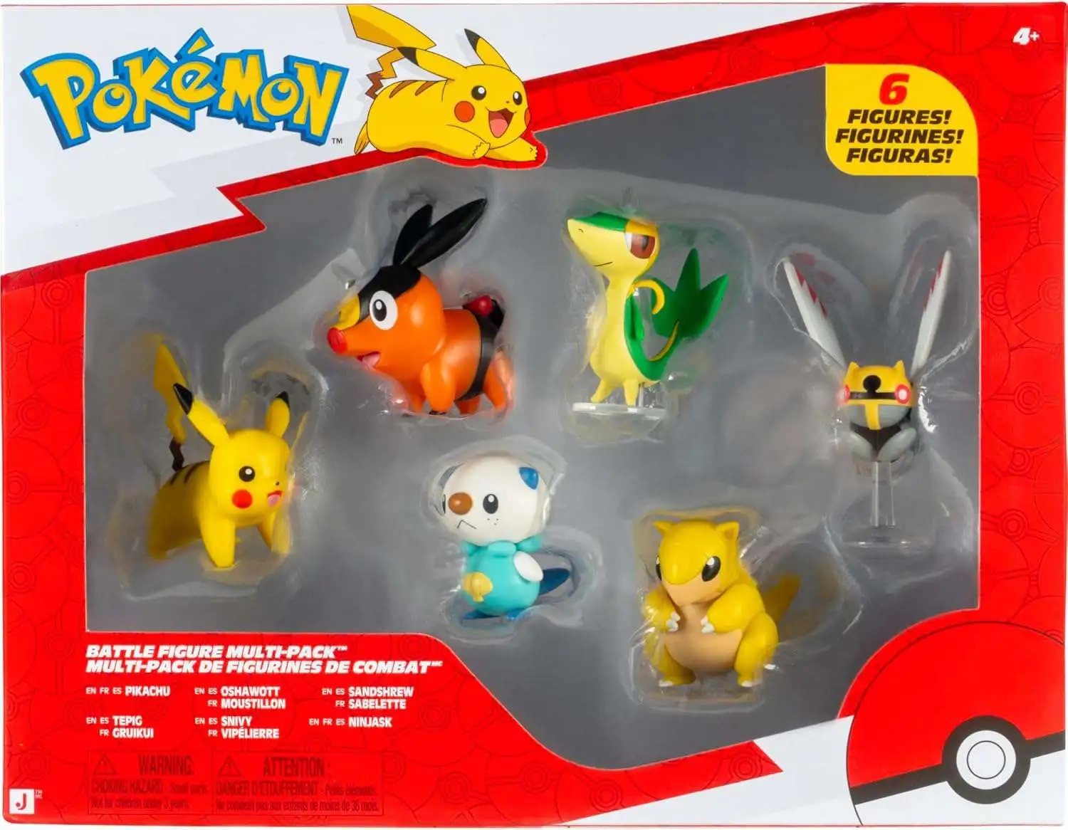 Pokemon Battle Figure Pikachu, Tepig, Oshawott, Snivy, Sandshrew
