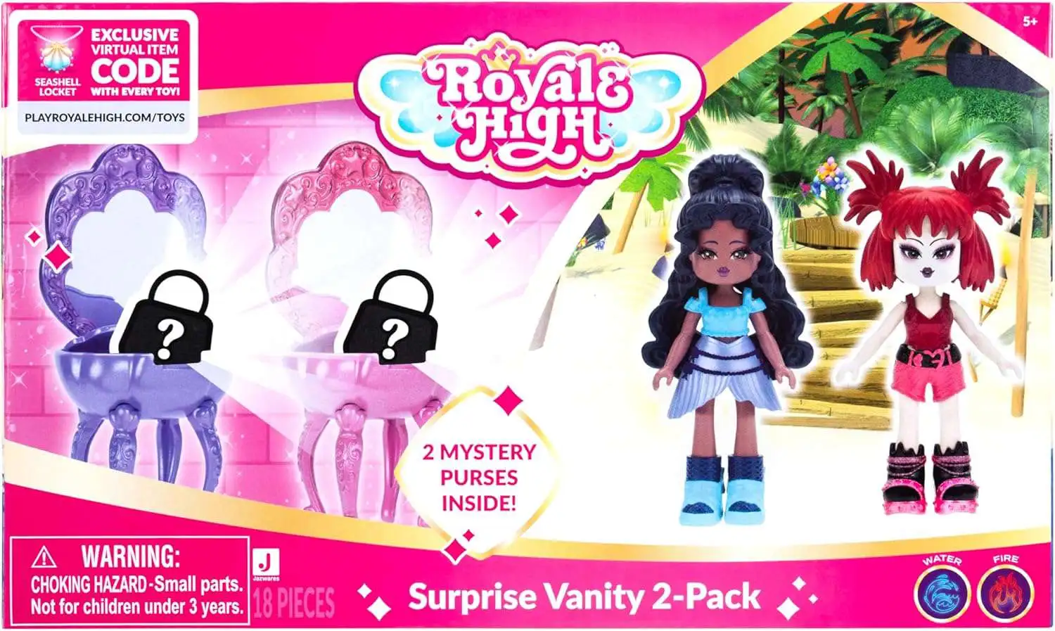 Royale High Surprise Vanity 3-Inch Doll 2-Pack [Dark & Light, 2 Mystery Purses & Seashell Locket Virtual Item Code]