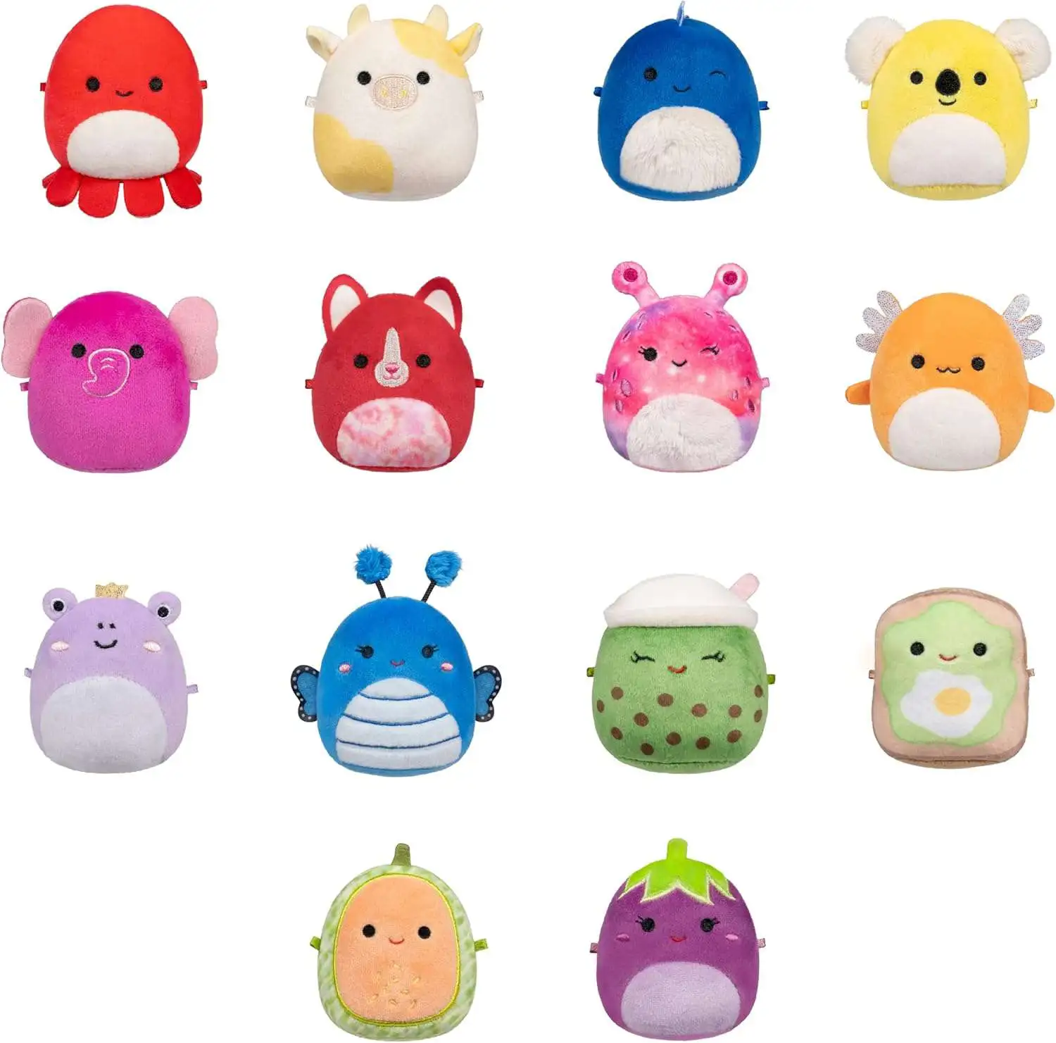 Squishmallows Micromallows Gilly, Veronica, Francois, Nico, Brody, Sevda, Sinclair, Donny, Bodie, Waverly, Glena, Francine, Loraly & Evelyn 2.5-Inch Mini Plush 14-Pack