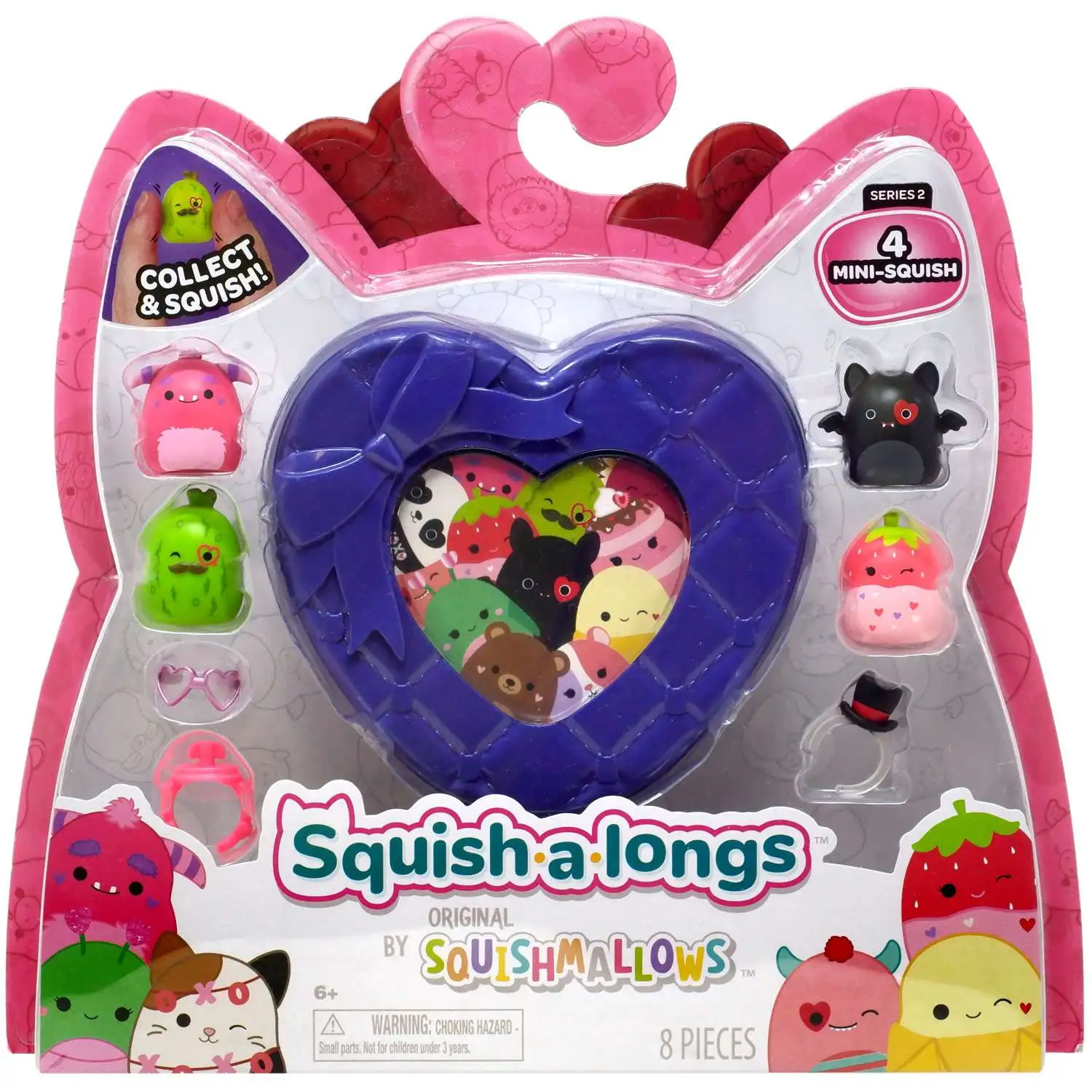 Squishmallows Squish-a-Longs Series 2 Valentine 1-Inch Mini Figure 4-Pack [Purple]