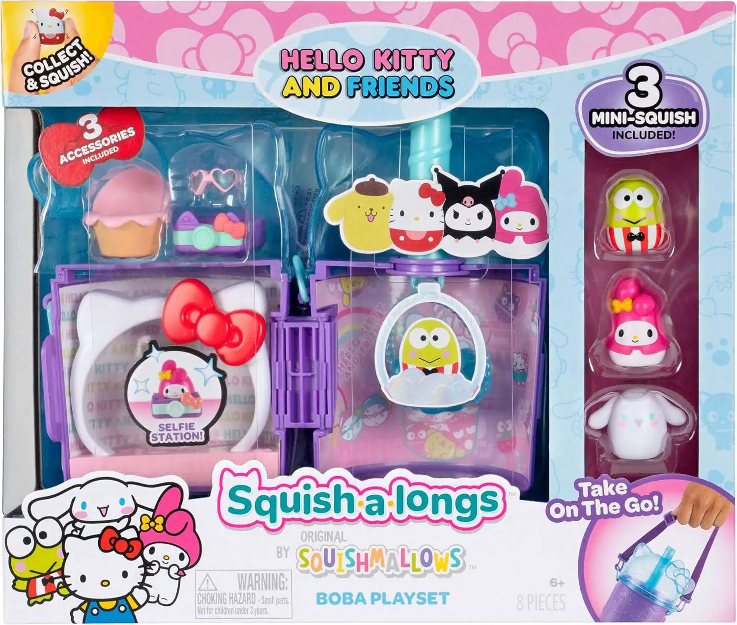 Squishmallows Squish-a-Longs Hello Kitty & Friends Boba 1-Inch Playset