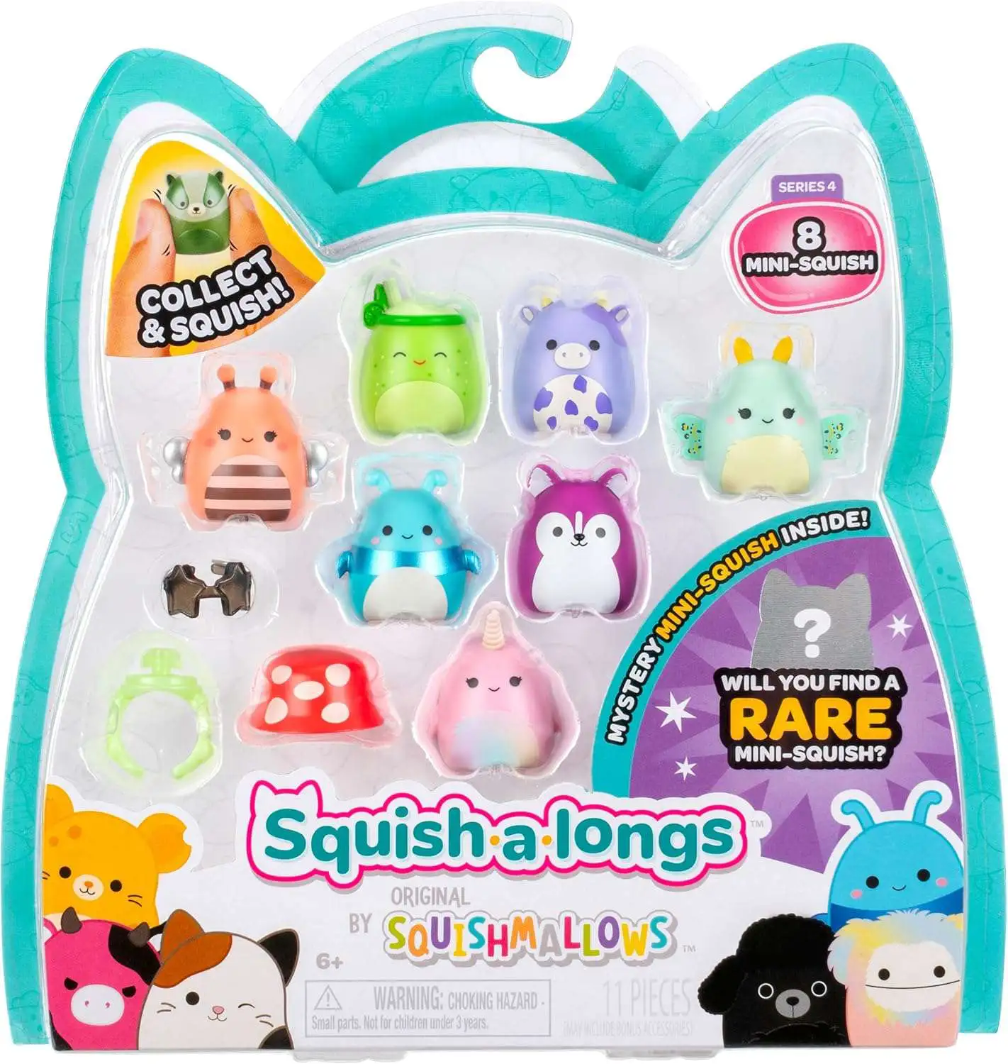 Squishmallows Squish-a-Longs Series 4 Set #4 1-Inch Mini Figure 8-Pack