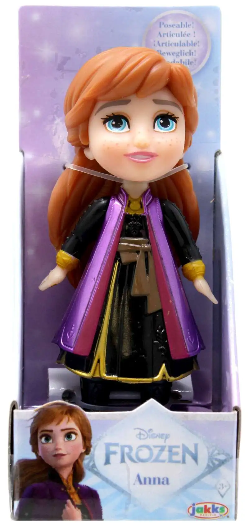 anna Disney Frozen Posable Anna 3 Mini Figure Black Purple Dress