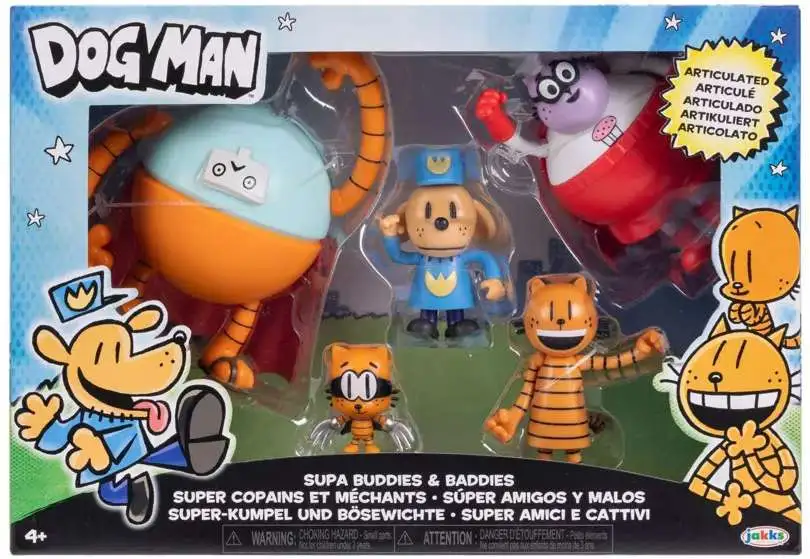 Dog Man Supa Cat Supa Buddies Baddies Action Figure 5-Pack Jakks