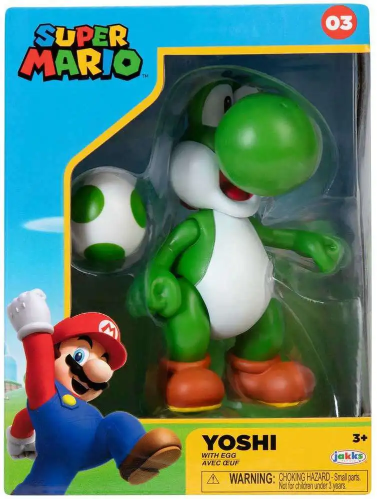 World of Nintendo Super Mario Green Yoshi Action Figure with Egg 