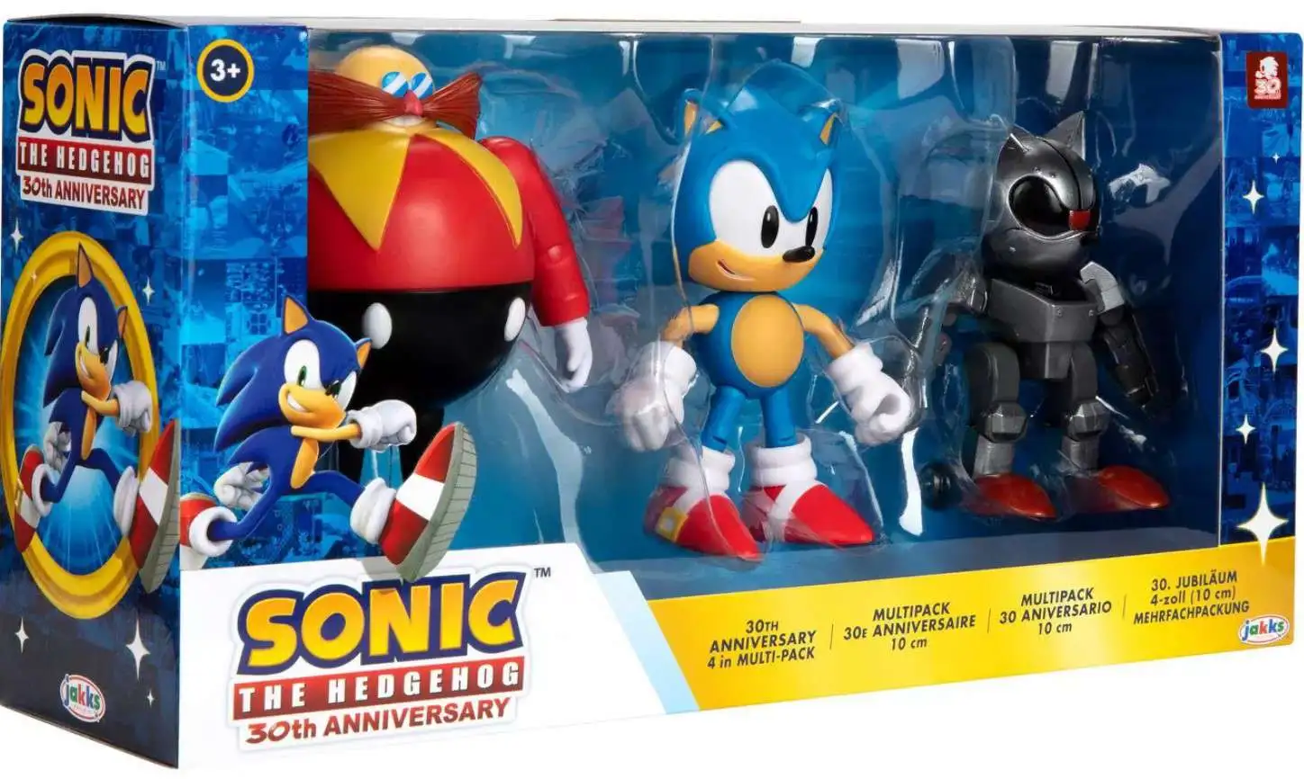 Sonic The Hedgehog 30th Anniversary Mecha Sonic, Sonic & Dr. Eggman Exclusive Action Figure 3-Pack [Damaged Package]