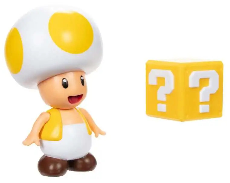 World of Nintendo Super Mario Yellow Toad 4 Action Figure with Question ...