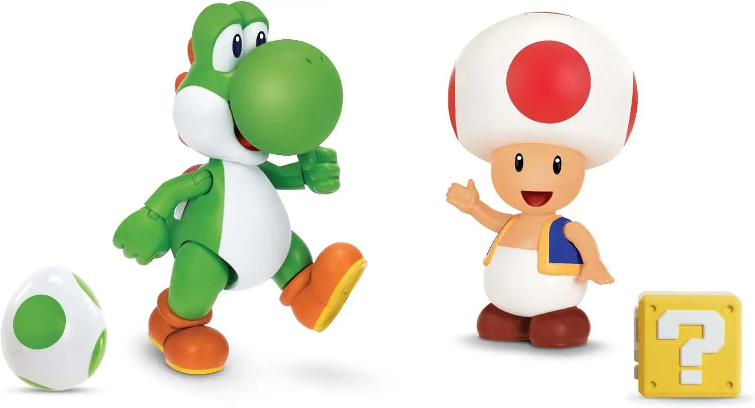 World of Nintendo Super Mario Yoshi Toad 4 Figure 2-Pack