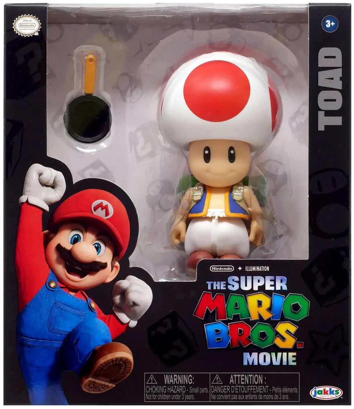 Super Mario Bros Le Film - Série de figurines de 5 avec accessoire -  Figurine Toad avec Poêle à frire comme accessoire