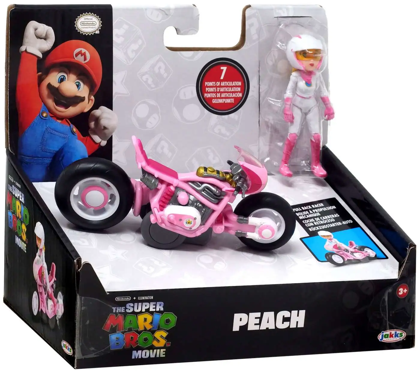 Super Mario Bros Movie 2.5 inch Princess Peach Action Figure with Pull Back  Racer