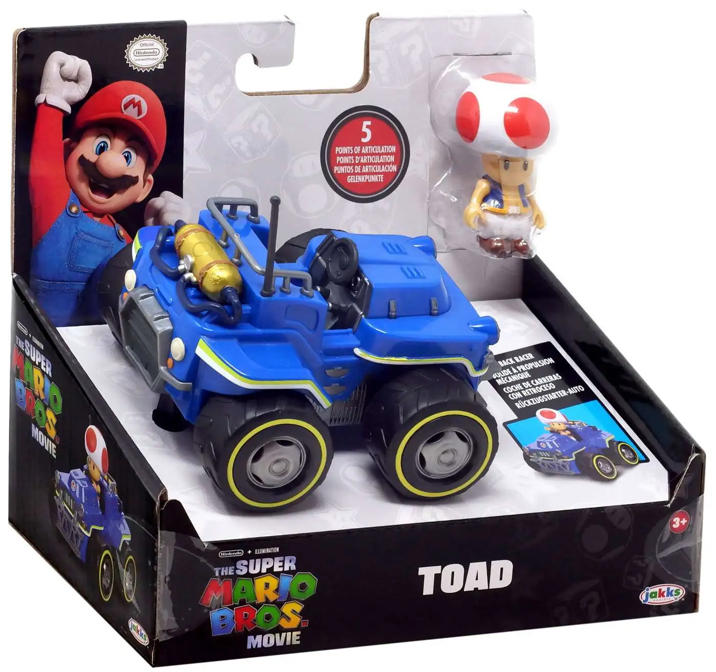 Super Mario Bros Movie 2.5 inch Toad Action Figure with Pull Back Kart