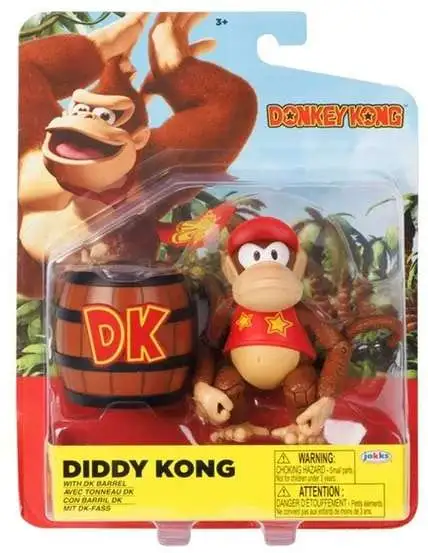 World of Nintendo Donkey Kong Diddy Kong Action Figure [with DK Barrel]