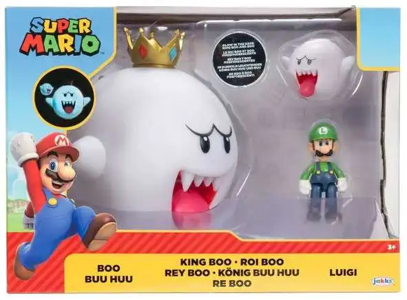 Super Mario Boo, King Boo & Luigi Exclusive Figure 3-Pack [Glow-in-the-Dark, Damaged Package]