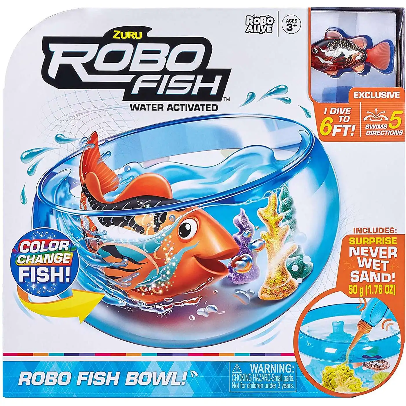 Robo Alive Robo Fish Swim 'n Fish Bowl Robotic Pet Figure [Color Change Fish]