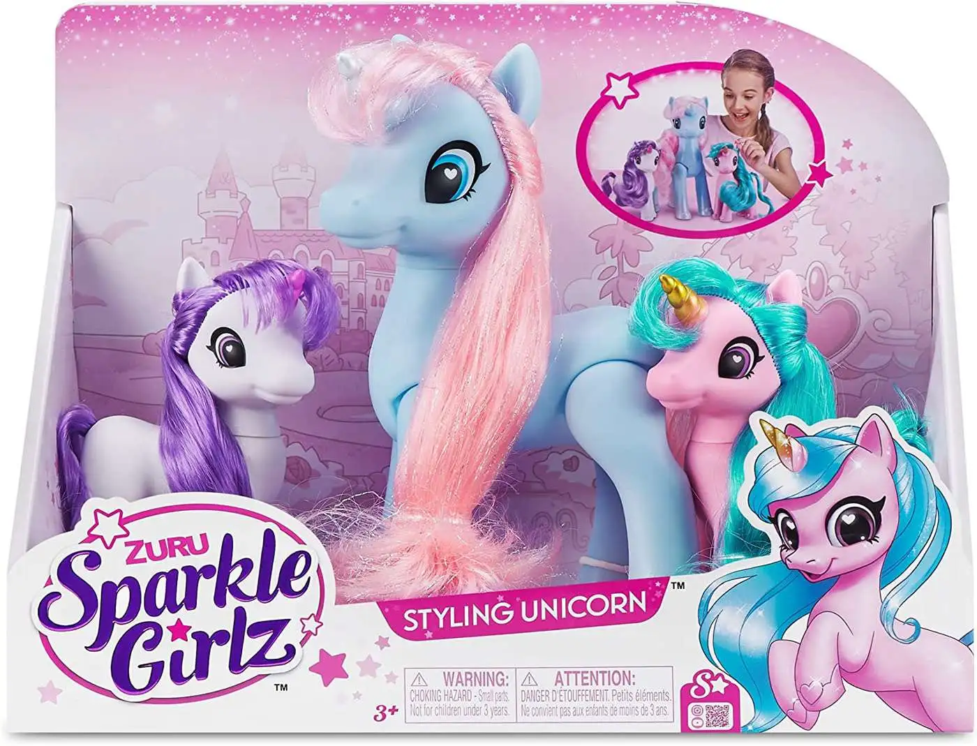 Sparkle Girlz Unicorn Princess Pink Hair & Dress Mini Doll