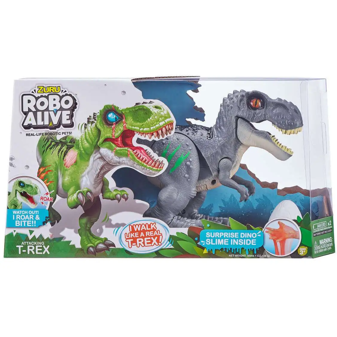 Robo Alive Attacking T-Rex Robotic Pet Figure [Grey, Surprise Slime]