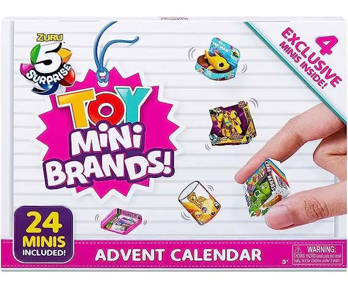 5 Surprise Mini Brands Advent Calendar by ZURU - 24 Day Advent Calendar  2022, Includes 4 Exclusive Minis, Real Miniature Brands Collectibles