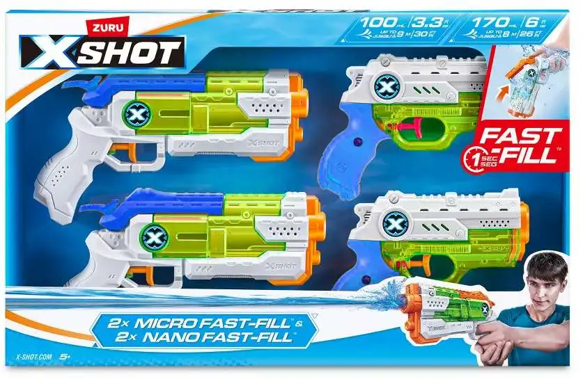 X-Shot Nano Micro Fast-Fill Water Blaster 4-Pack Zuru Toys - ToyWiz
