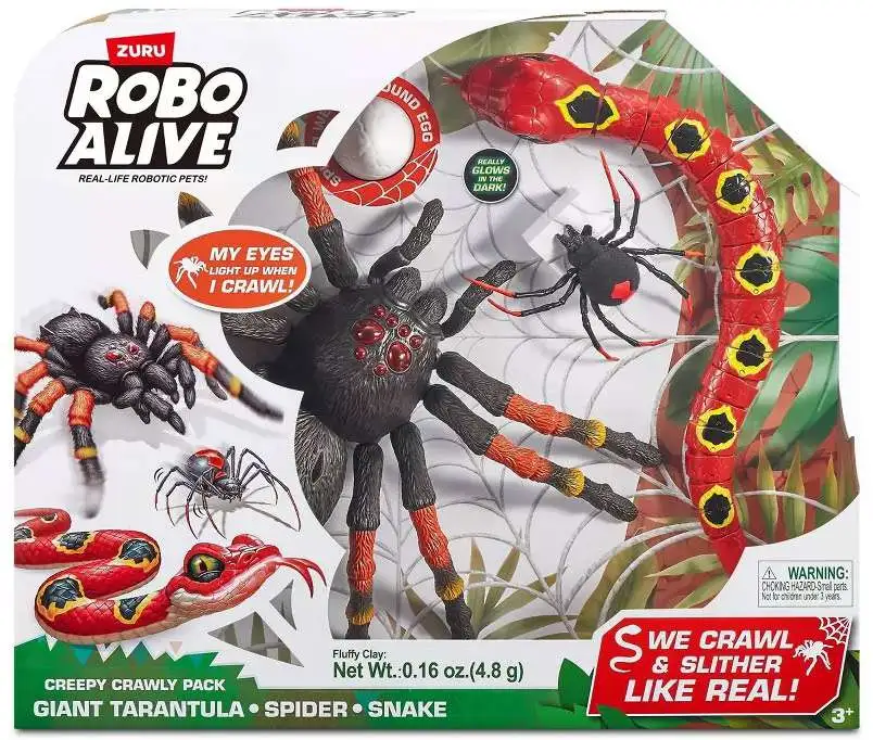 Robo Alive Creepy Crawly pack Robotic Pet Figure [Giant Tarantula, Spider & Snake]