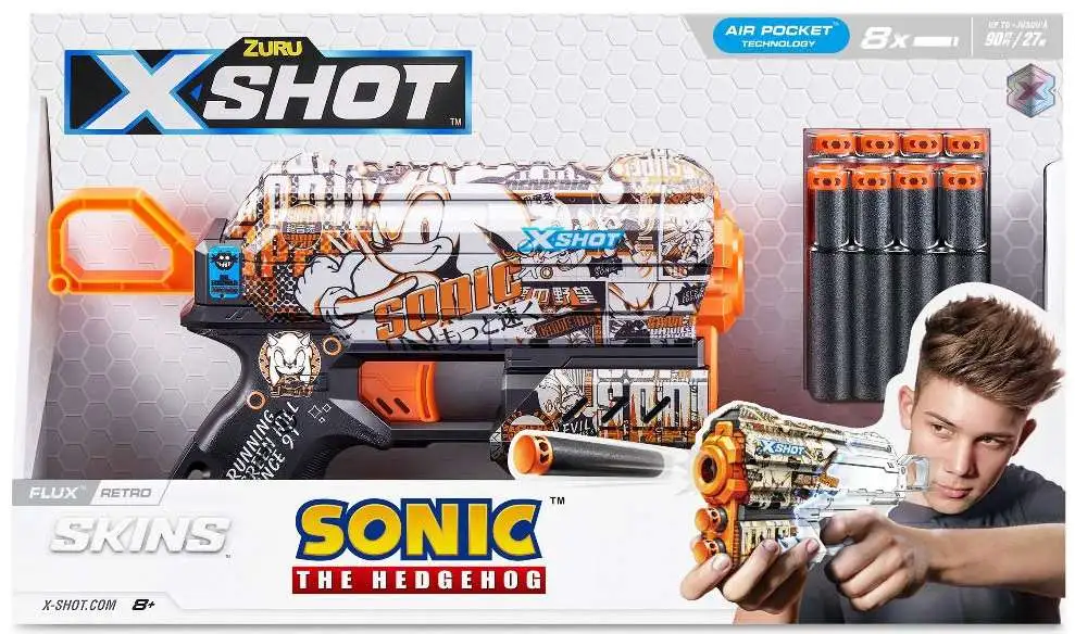 Sonic The Hedgehog X-Shot Skins Flux Retro Blaster Zuru Toys - ToyWiz