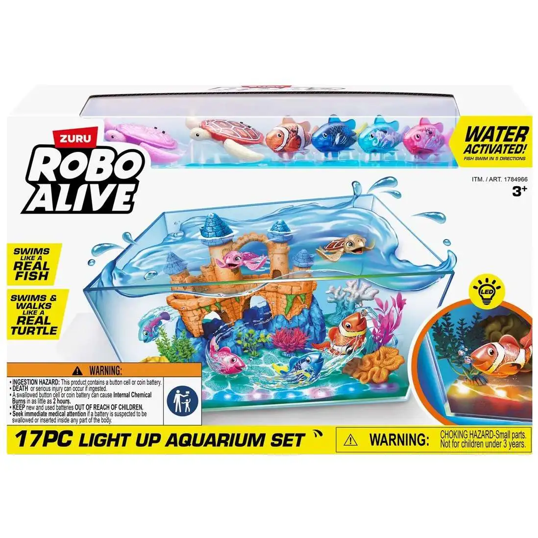 Robo Alive Light Up Aquarium Set Exclusive 17-Piece Playset [Includes 4 Fish & 2 Turtles!]