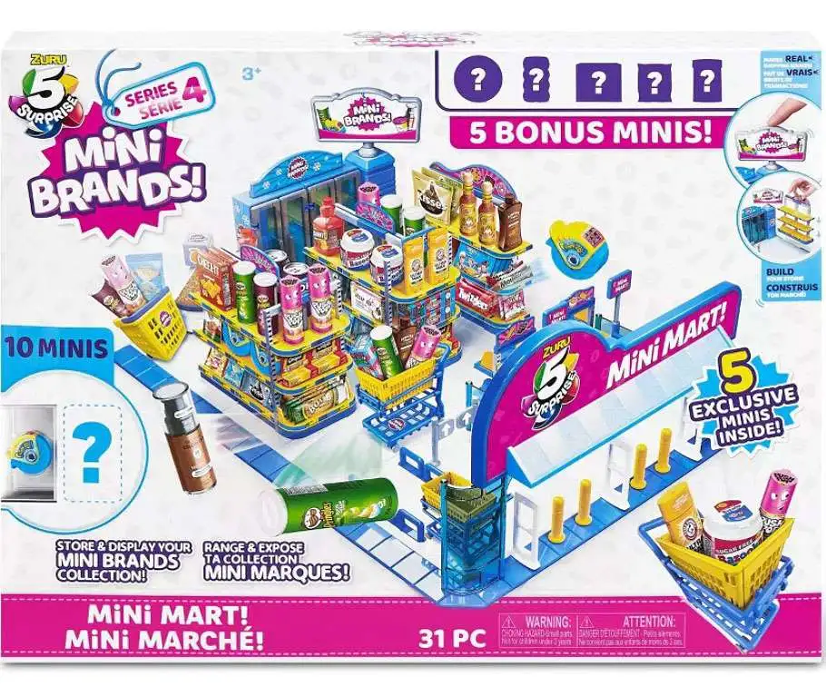 5 Surprise Mini Brands! Series 4 Mini Mart Exclusive Playset [31 Pieces, 5  BONUS Minis!]