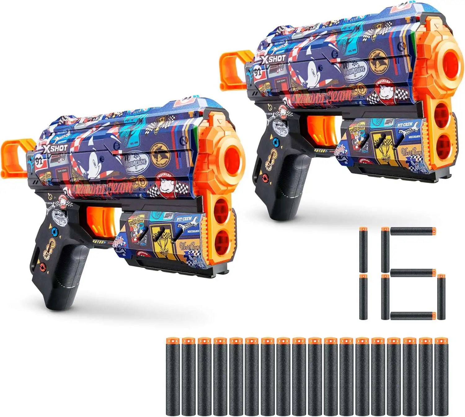 Sonic The Hedgehog X-Shot Skins Flux Race Team Blaster 2-Pack