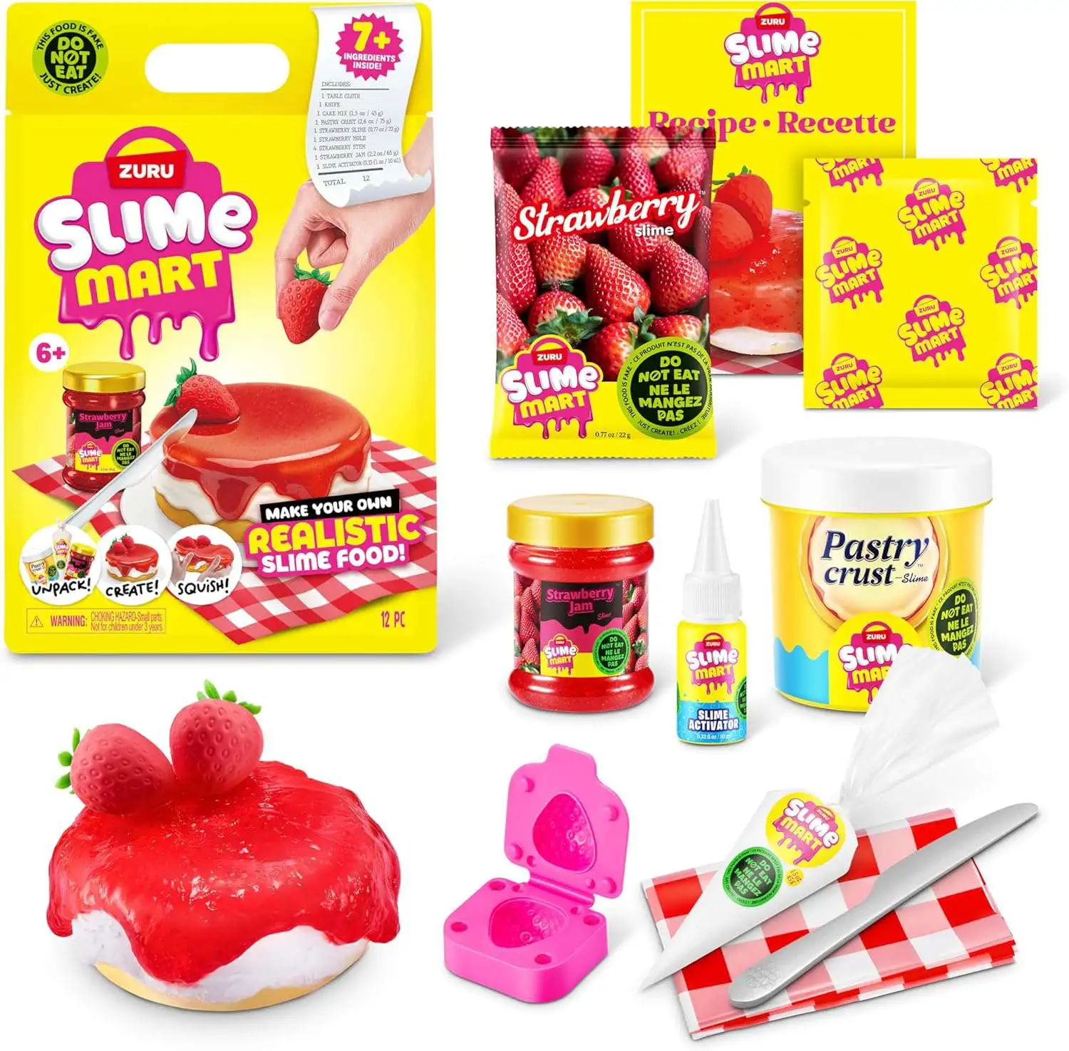 Slime Mart Small Bag Strawberry Cheesecake Slime Kit [7+ Ingredients Inside! Make Your Own Realistic Slime Food!]