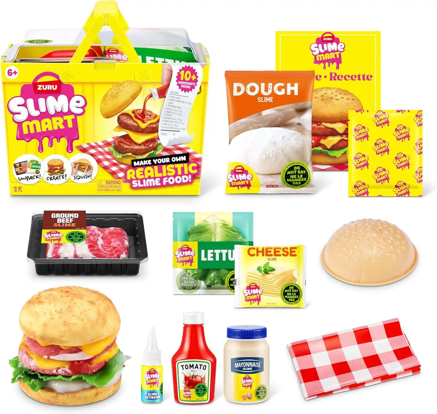 Slime Mart Small Basket Burger Slime Kit [10+ Ingredients Inside! Make Your Own Realistic Slime Food!]