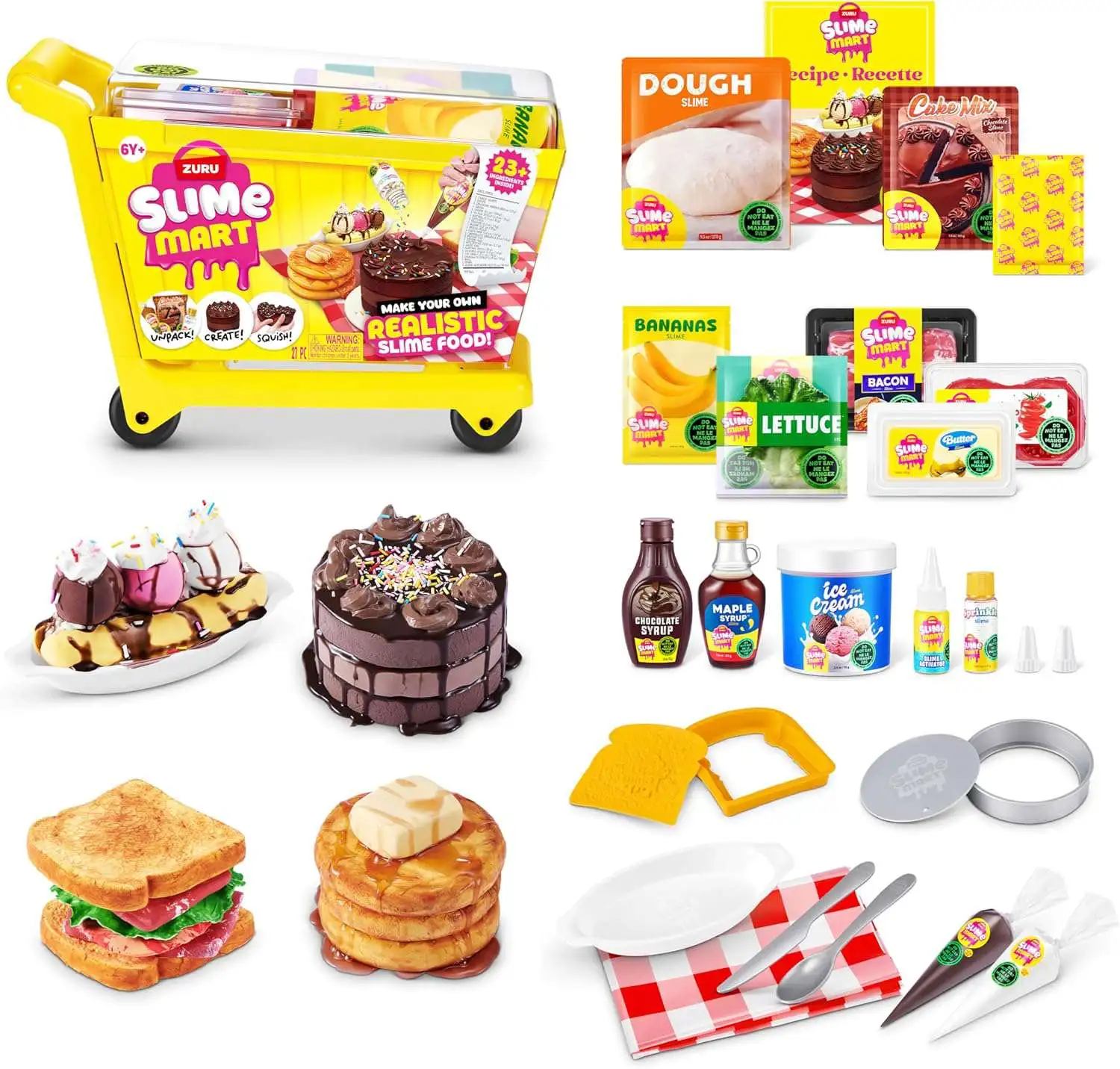 Slime Mart Shopping Cart Slime Kit [23+ Ingredients Inside! Make Your Own Realistic Slime Food!]