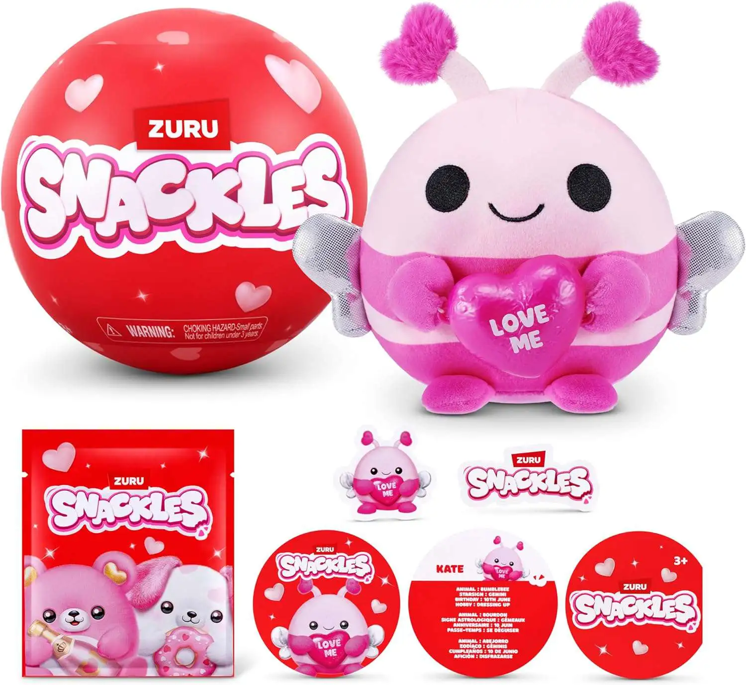 Snackles 2025 Valentines Edition Mystery Pack 1 RANDOM Plush Zuru