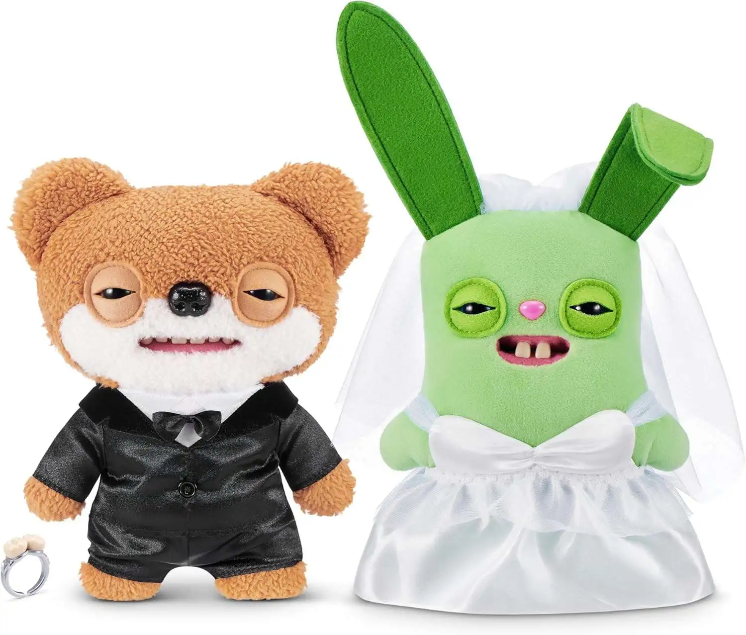 Fuggler Wedding Day Teddy Bear Nightmare & Bride to Rabid Rabbit 9-Inch Plush 2-Pack [with Limited Edition Tooth Ring!]