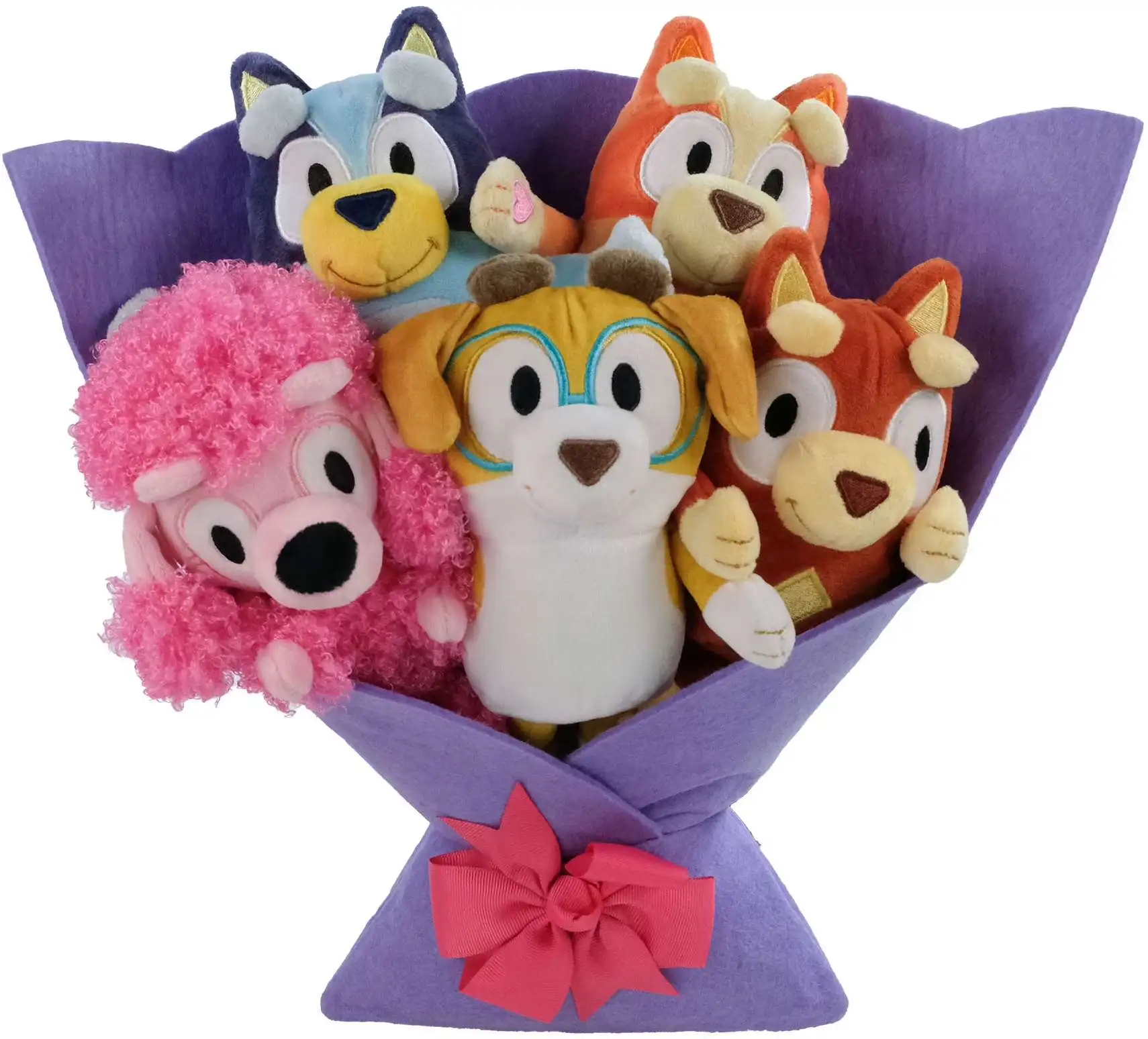 2026 Valentine's Day Bluey, Bingo, Coco, Honey & Rusty Plush Bouquet 5-Pack