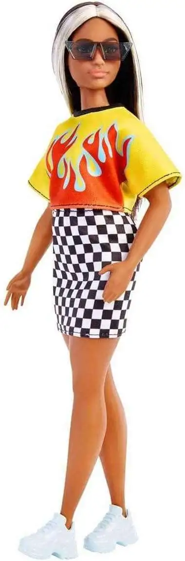 Fashionistas Barbie 13.25-Inch Doll [Flame Crop Top & Checkered Skirt, Loose]