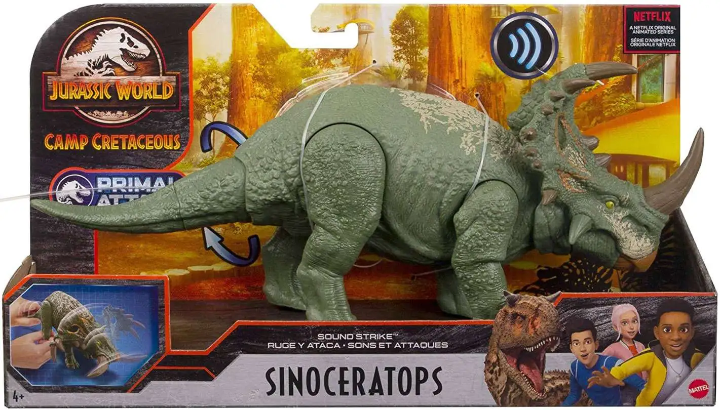 Jurassic World Camp Cretaceous Primal Attack Sinoceratops Action Figure [Sound Strike, 2021 Version, Damaged Package]