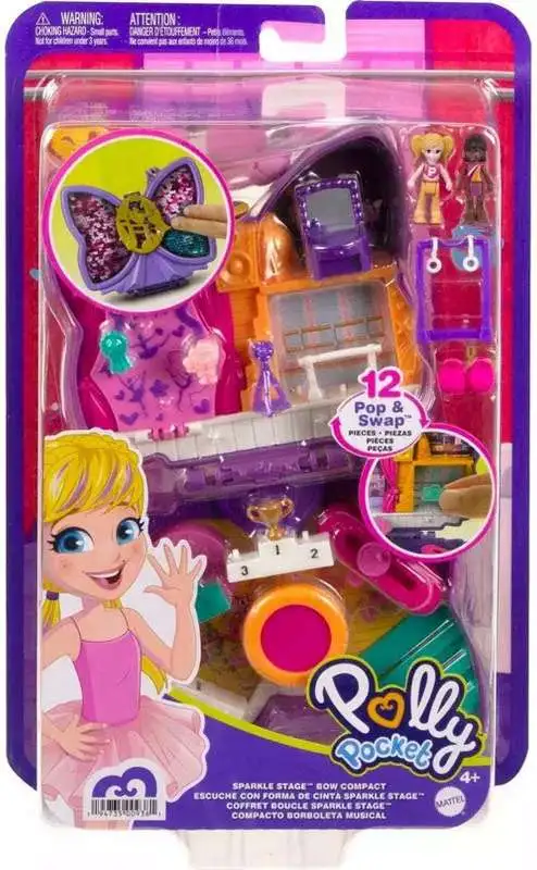 Polly Pocket Micro Sparkle Stage Bow Compact Playset [Damaged Package]