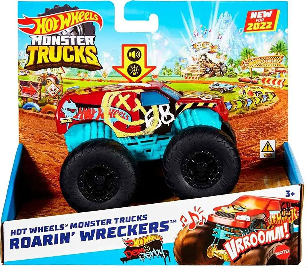 Hot Wheels Monster Trucks Roarin' Wreckers, 1:43 Scale Mega-Wrex Toy Truck  with Lights & Sounds