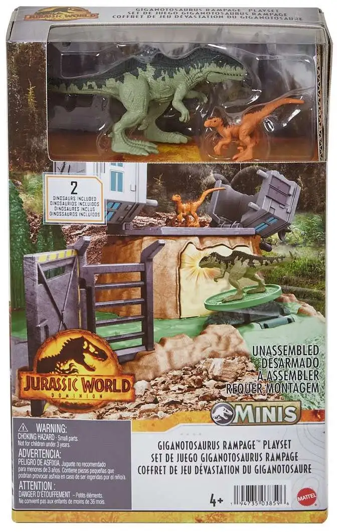 Jurassic World Dominion MINIS Giganotosaurus Rampage Playset [Includes 2 Dinos, Damaged Package]