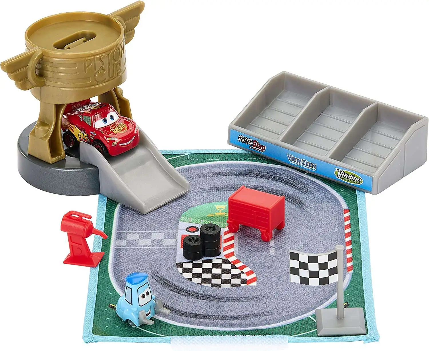 Disney / Pixar Cars Die Cast Metal Mini Racers Piston Cup Race Mini Playset