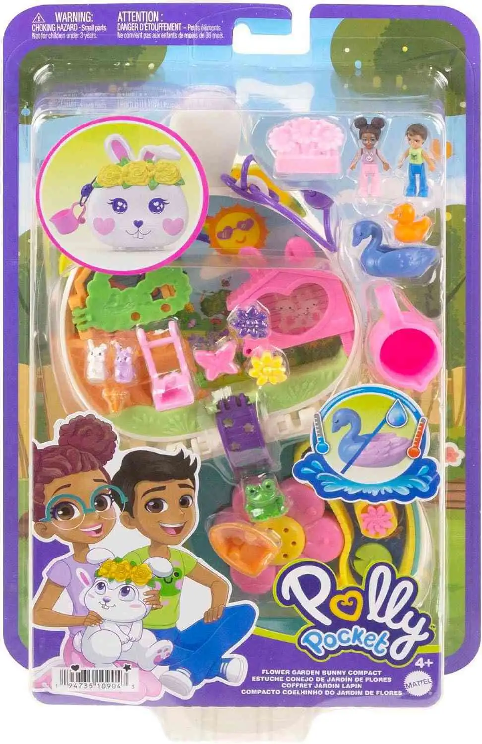 Polly Pocket Pet Connects Flower Garden Bunny Compact Micro Playset [Damaged Package]